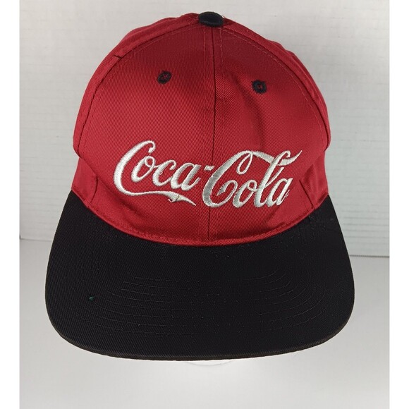 Coca Cola Soda Hat Cap Adjustable Red Black White Logo Vtg Embroidered - Picture 1 of 7